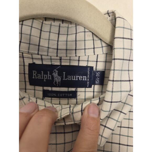 Mens Ralph Lauren Custom Fit Blue & Orange Plaid Dress Shirt Size 15 1/2 - 34/35 - Picture 3 of 6